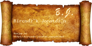Bircsák Jonatán névjegykártya